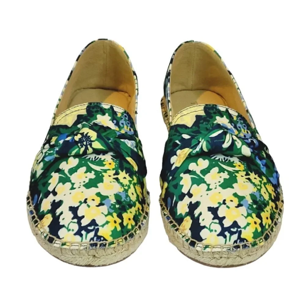 Talbots Izzy Butterfly Garden Knot Detail Sateen Espadrille Flats Shoe Size 8.5